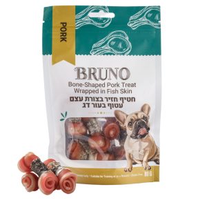 חטיף חזיר בצורת עצם עטוף בעור דג